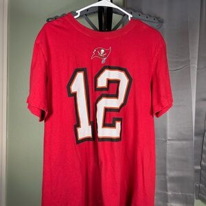 Nike Red Tom Brady Short Sleeve Tee with Number 12